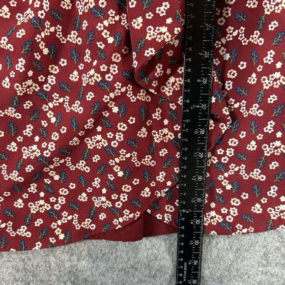 Lulus Dress Womens Medium Floral Support Wine Red Floral Print Knotted Mini - Picture 5 of 9